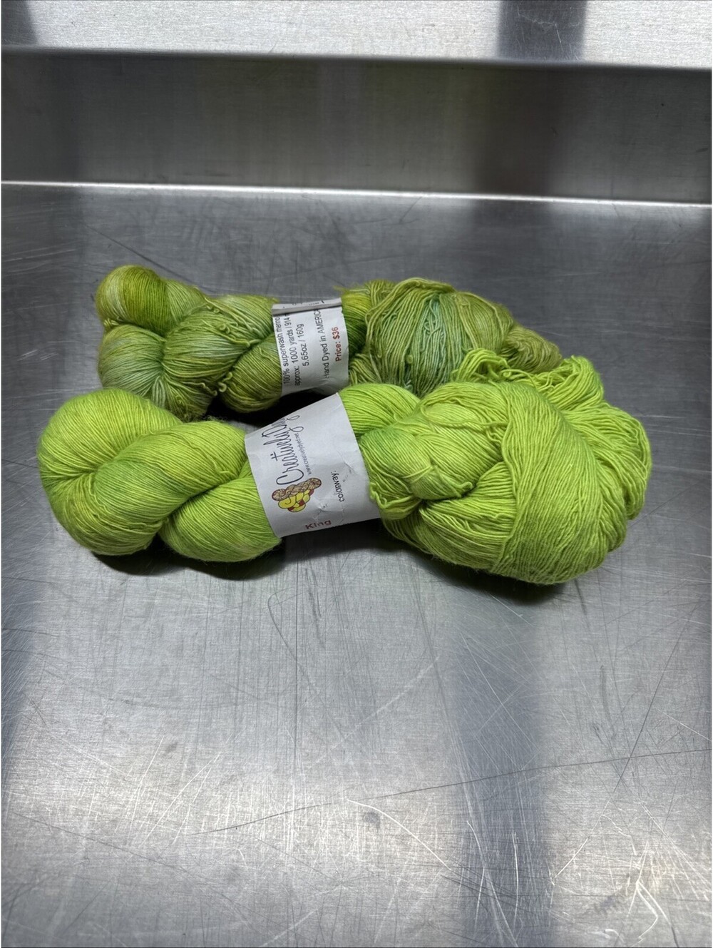 Creatively Dyed Yarn Color King Green 2 Skein Lot